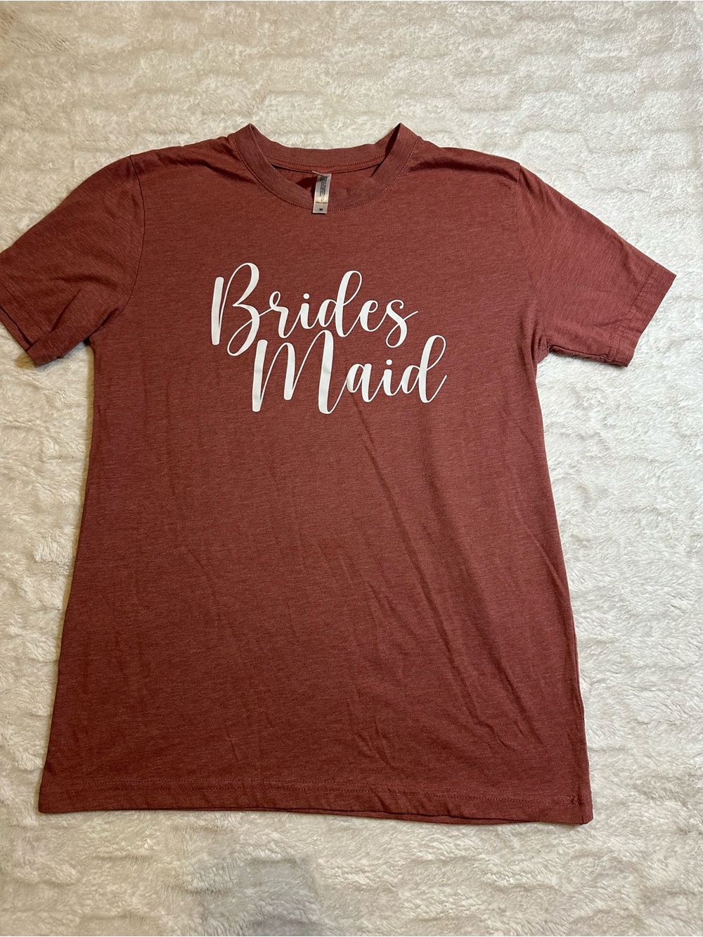 Bella Canvas Bridesmaid T-Shirt in Maroon with White Script